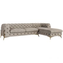 S-style Möbel - Chesterfield Ecksofa Mit Ottomane Willow, Creme Samt