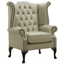 Chesterfield Queen Anne High Back Wing Chair Shelly Ash Leather