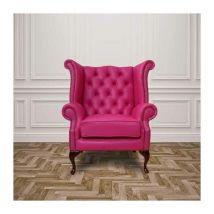 Designer Sofas 4 U - Chesterfield Queen Anne High Back Wing Chair Vele Fuchsia Pink