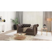 Chesterfield Sofa 2-sitzer aus Braun veganem Leder - Lukas