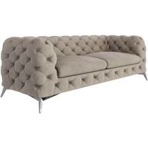 S-style Möbel - Chesterfield Sofa 3-Sitzer River mit Metall Füßen, Creme Samt