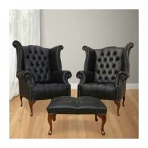 Designer Sofas 4 U - Chesterfield Special Offer High Back Wing Chair + Footstool DesignerSofas4U