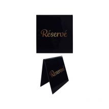 Chevalet de table en pvc noir Réservé - Reserved dimensions 10 x 10 cm - Lot de 10