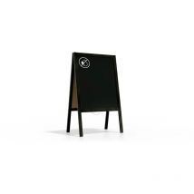 Chevalet Stop Trottoir avec Cadre en Bois Laqué Noir 100x60cm, Chevalet Publicitaire