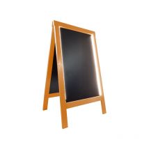 Chevalet stop trottoir bois couleur orange de dimensions 127 x 75 cm avec éclairage led