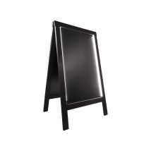 Chevalet stop trottoir bois couleur noir de dimensions 127 x 75 cm avec éclairage led