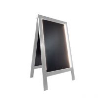 Chevalet stop trottoir bois couleur gris de dimensions 127 x 75 cm avec éclairage led