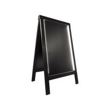 Chevalet stop trottoir bois couleur noir de dimensions 127 x 75 cm avec éclairage led et batterie 9 800 mAh