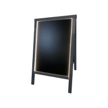 Interface Plv - Chevalet stop trottoir bois couleur anthracite de dimensions 90 x 55 cm avec éclairage led