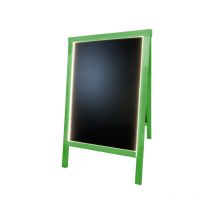 Interface Plv - Chevalet stop trottoir bois couleur vert de dimensions 90 x 55 cm avec éclairage led