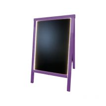 Interface Plv - Chevalet stop trottoir bois couleur violet de dimensions 90 x 55 cm avec éclairage led
