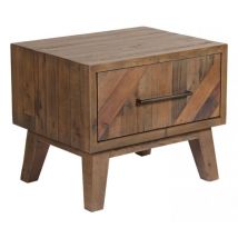 Chevet 1 Tiroir Pieds En Bois - Bois-MDF - Marron - Interior's