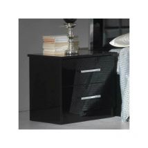 Chevet 2 tiroirs Laqué Noir Brillant - arezzo - l 50 x l 43 x h 50 cm