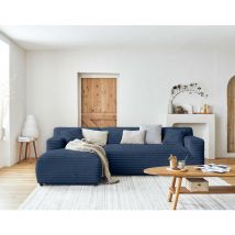Bestmobilier - Laponie - canapé d'angle gauche - 4 places - en fausse fourrure côtelée - bleu ardoise