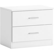 Table basse moderne et bon marché à 2 tiroirs en blanc mat