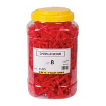 Cheville à expansion rouge à collerette - diamètre 8 mm - Secur - Seau de 1500 pièces Ing Fixation