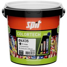 Cheville bi-matière universelle Colortech - 6 x 35 mm - Avec vis tête plate - Seau de 250 pièces Spit 565188