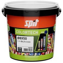 Spit - Taco bimaterial universal Colortech - 8 x 50 mm - Sin tornillos - Cubo de 250 piezas 565185