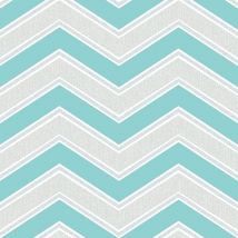 Crown - Chevron Teal Glitter Wallpaper Geometric Design Glamorous Textured Vinyl