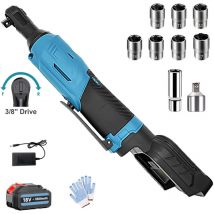 Chiave a cricchetto, chiave a cricchetto a batteria da 400 Nm, chiave angolare da 3/8' a 90°, grilletto da 400 giri/min, 1 batteria da 5,5 Ah +