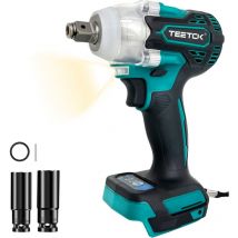 Teetok - Chiave a percussione, chiave a percussione wireless brushless, con 1/2 'driver 21V 320N. m coppia, 2 prese, 19mm 21mm, (senza batteria),