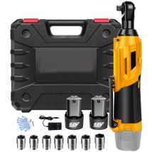 Chiavi a percussione,utensile elettrico portatile a cricchetto destro senza fili,2x batteria 3.0A + caricabatteria,7 bussole ,custodia per il