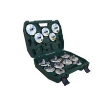Grecoshop - Chiavi per filtro olio a tazza/bussola cromate set 14 pz in valigetta