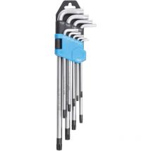 Chiavi torx con foro extra lungo presentate in un set di 9 chiavi