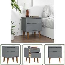 Kalisse - The Living Store Table de chevet molde Gris 40x35x48 cm Bois de pin massif - Table De Chevet - Meuble De Chambre - Table Nuit - Style