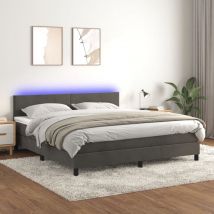 Furniture Limited - Sommier à lattes de lit avec matelas led Gris