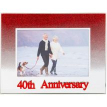 Happy Homewares - Chic Red Glitter 40th Anniversary Picture Frame with Acrylic Letters - 5 x 3.5 by Red