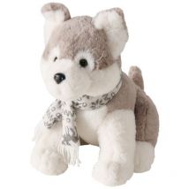 Chien en peluche BELLO avec écharpe, 28 cm