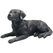 Jardindeco - Chien labrador noir en résine Couché