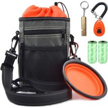 Pochette Réfléchissante pour Chien - Kit Canine Feces avec support de sac - Doggie Clicker Whistle - Formation Feeder Bol - Canine Fèces Sac - Épaule