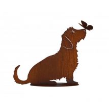 Chien teckel métal rouillé : Figurine décorative de jardin - Rouille