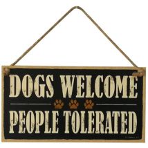 Chiens bienvenus personnes tolérées Panneau en bois Plaque décorative de ferme Panneau suspendu