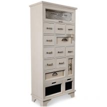 Chiffonnier 12 Tiroirs Bois Blanc 71.5x34x152.5cm - Décoration d'Autrefois
