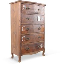 Chiffonnier 5 Tiroirs Bois 74x37x114.5cm - Marron - Décoration d'Autrefois