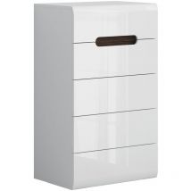 Petits-meubles - Chiffonnier 5 tiroirs Darrel Blanc laqué et Bois