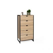 Idmarket - Chiffonnier 5 tiroirs detroit 60 cm commode semainier design industriel