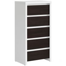 Petits-meubles - Chiffonnier 5 tiroirs Soren Blanc et Bois Wengé