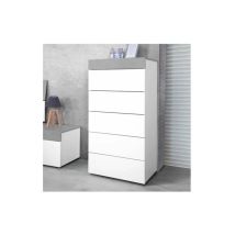Chiffonnier Albufera – Commode 5 tiroirs – Dimensions : 61x40x118 cm – Matériau : Panneau de particules mélaminé – Style moderne