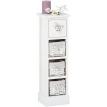 Chiffonnier flower h 70 cm en bois massif - Blanc