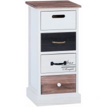 Chiffonnier laguna avec 4 tiroirs, en bois blanc brun et noir