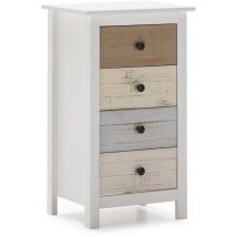 Vs Venta-stock - Chiffonnier Nuit 4 tiroirs Magda dans les tiroirs Blanc et Multicolores