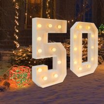 Chiffres lumineux pour marquise de 40 pouces 50 grands chiffres LED blancs pour 50e anniversaire