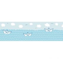 Profhome - Children wallpaper wall 403731 self-adhesive border slightly textured with pattern for kids matt blue white 0.75 m2 (8.07 ft2)