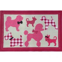 Flair Rugs - Children's Novelty Mats for Girls Bedroom Accessories Cute Dogs Pink