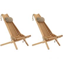 Chilienne en bois EcoChair avec coussin (Lot de 2) Bois d'aulne