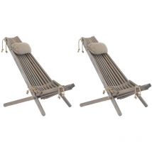 Ecofurn - Chilienne en bois EcoChair avec coussin (Lot de 2) Pin gris